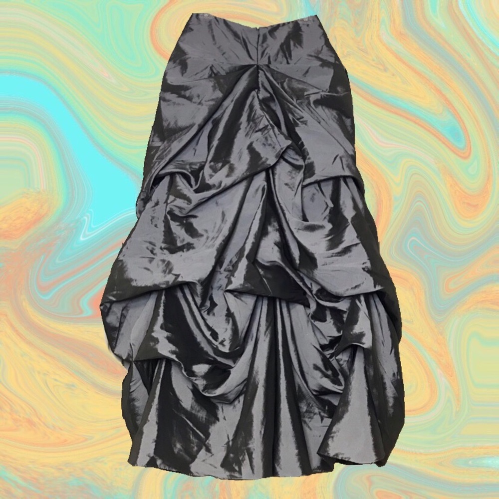 David's Bridal Shimmering Gray A-Line Skirt Taffeta Pick Up Maxi Y2K Whimsigoth